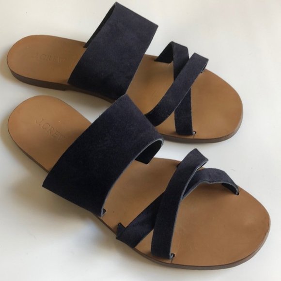 J. Crew Shoes - J. Crew Bali Slides- Navy Leather Suede